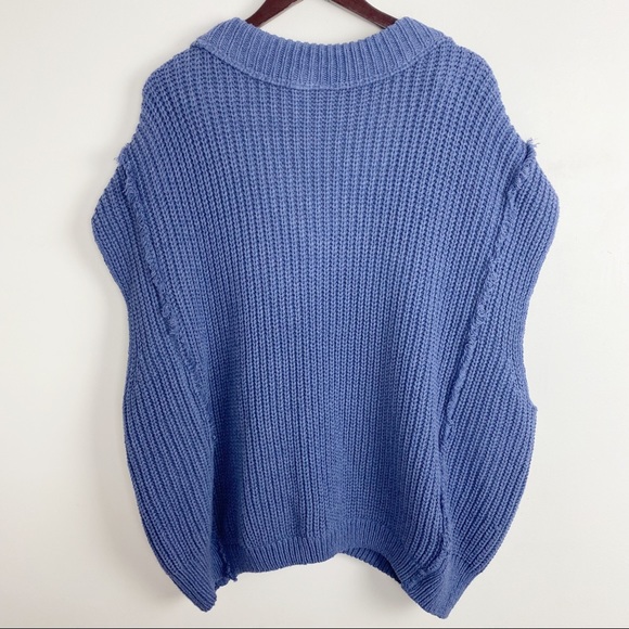 NWOT Free People Blue Clyde V-neck Oversized Sleeveless Sweater Vest Sz Small - Picture 10 of 10